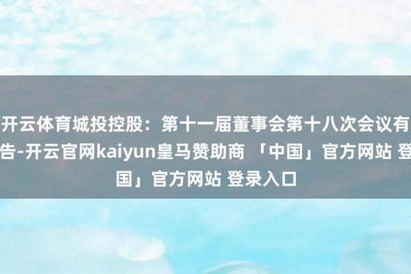 开云体育城投控股：第十一届董事会第十八次会议有打算公告-开云官网kaiyun皇马赞助商 「中国」官方网站 登录入口