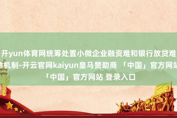 开yun体育网统筹处置小微企业融资难和银行放贷难问题的使命机制-开云官网kaiyun皇马赞助商 「中国」官方网站 登录入口